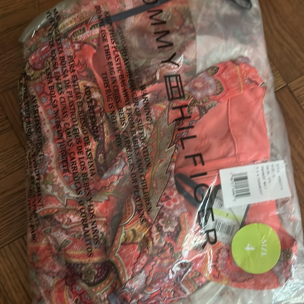 Tommy Hilfiger Ladies Paisley Print Chiffon Spring Midi Pink Dress NWT size 6 - Picture 4 of 5